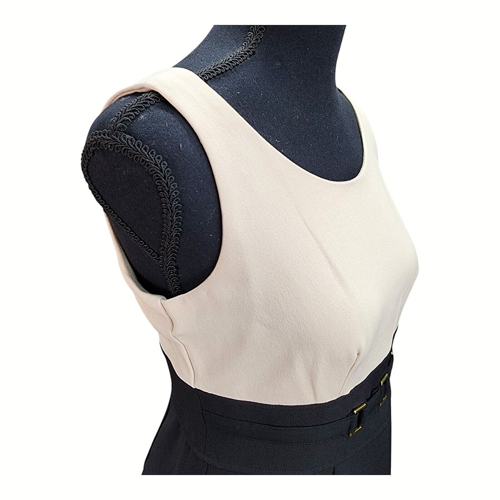 NWT Sandra Darren Petite 4P Black Tan Knit Shift Dress Lined Career Office Churc - Picture 7 of 15